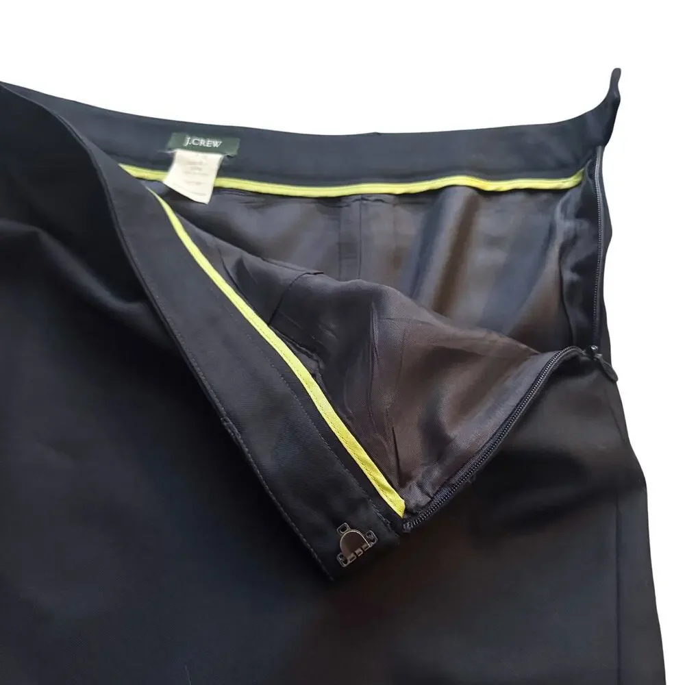 VTG J. Crew 100% Wool‎ Skirt Womens Sz. 10 Black Professional Pencil Academia